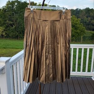New Fall Arrival Brand New Talbots Handwoven Silk Tan Pleated Midi Skirt Size 6